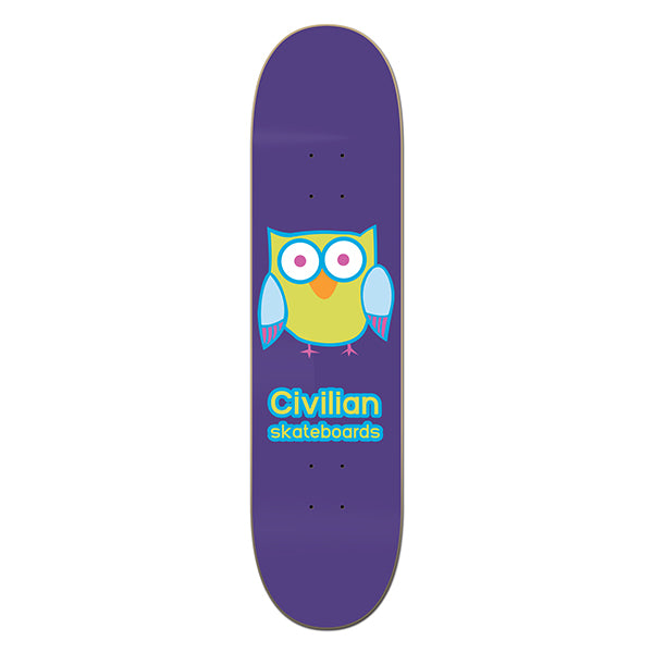 Owl (Purple Background) Skateboard Deck – Civilian Wildlife Series