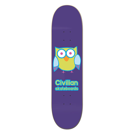 Owl (Purple Background) Skateboard Deck – Civilian Wildlife Series